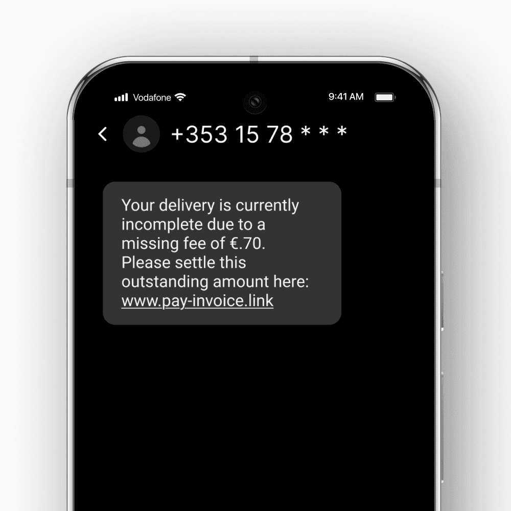 Scam message for delivery provider